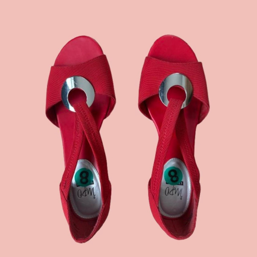 🧡 2 for 10$
 Stretch Cherry Red Sandals – Size 8